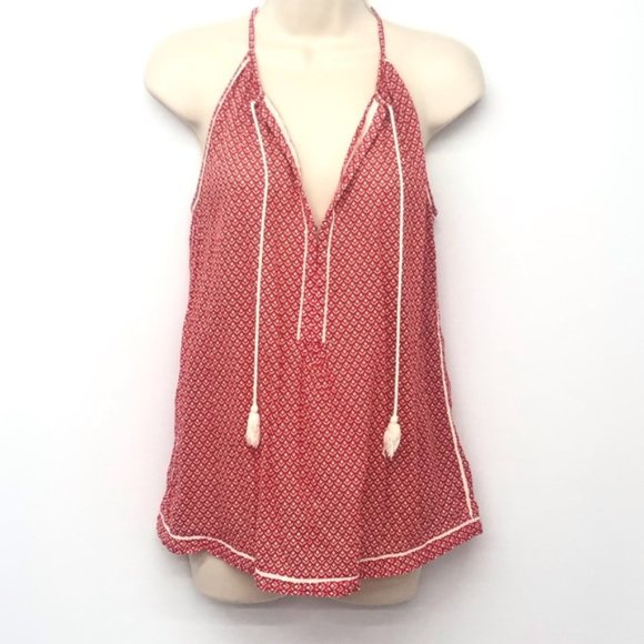 Joe Fresh Red White Boho Style Racerback Top - Picture 1 of 16